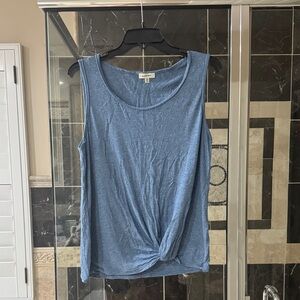 Max Studio Blue Knotted Scoop Neck Tank